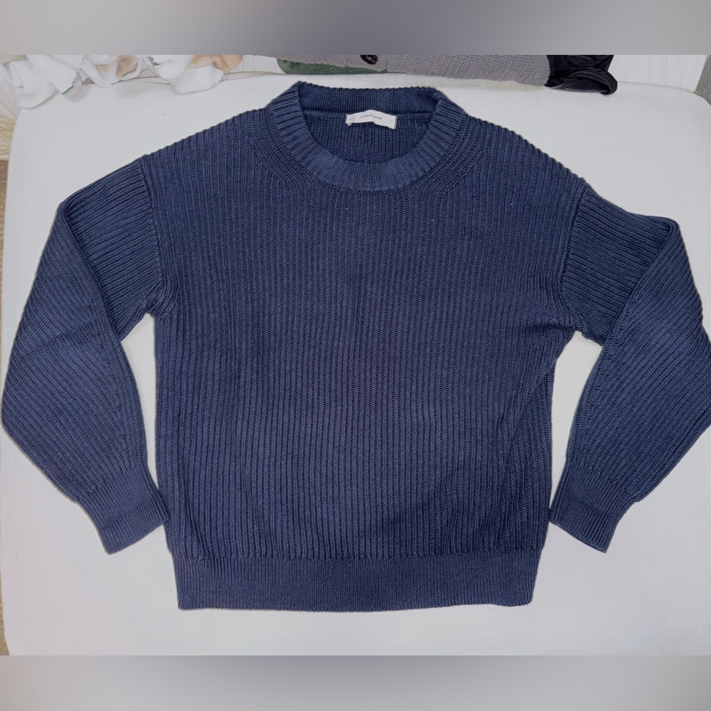 Everlane Cotton Navy Blue Ribbed Sweater